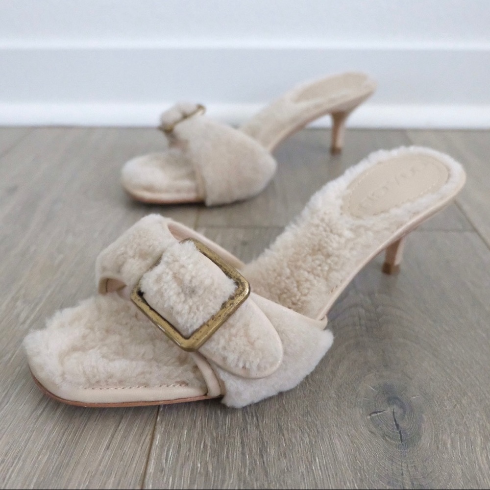 Coach Shearling Buckle Mule